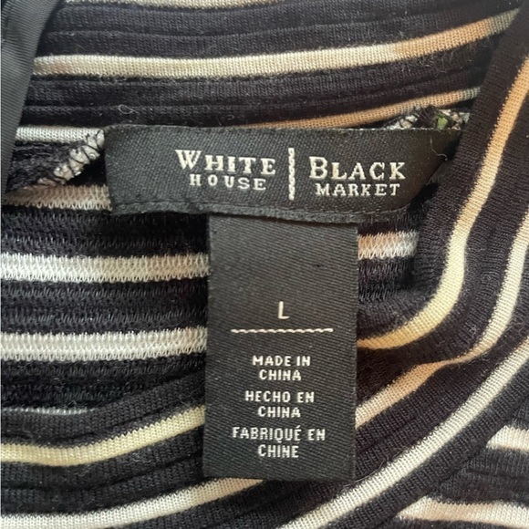 White House Black Market Size L - Black White Mock Neck Tank Stretch Modal Blend - Picture 5 of 7